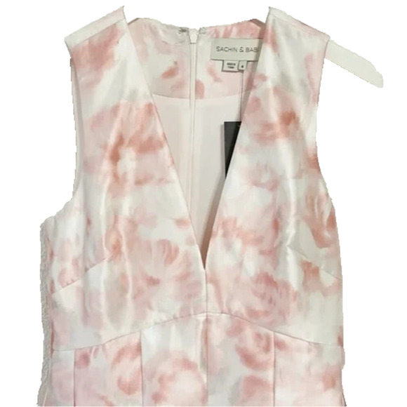 SACHIN & BABY BROOKE V-NECK SLEEVELESS LONG PINK FLORAL GOWN NWT $825 - Picture 8 of 10